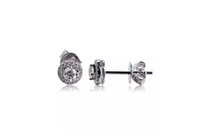 Pendientes en oro blanco y orla de brillantes “115AR185”